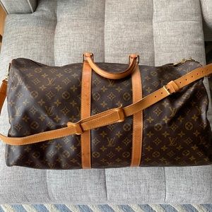 Louis Vuitton LV Boston Bag Keepall Bandouliere 55 Browns Monogram
